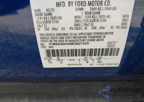 2021 Ford Explorer Xlt from USA, damaged, VIN 1FMSK8DHXMGB27025